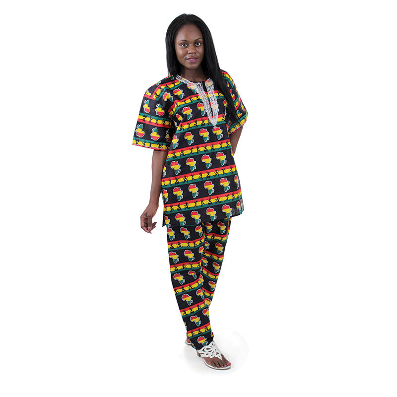 Africa Print Dashiki & Pants - Style A
