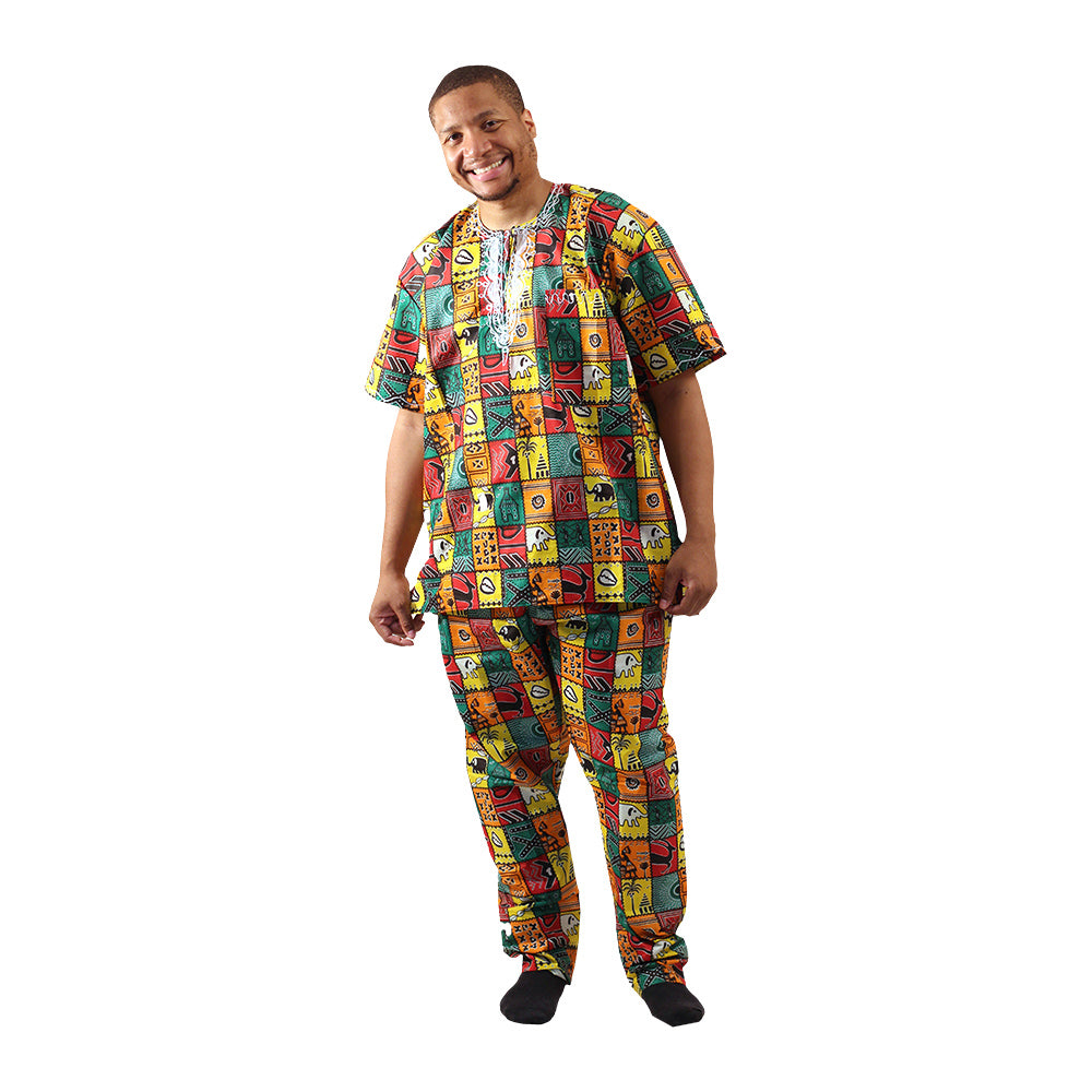 Africa Print Dashiki & Pants - Style A