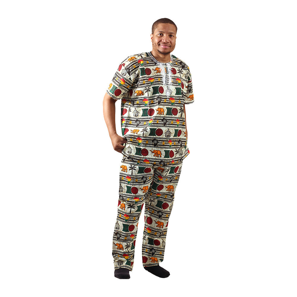 Africa Print Dashiki & Pants - Style A