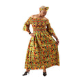 African Print Elastic Maxi Dress - Style C