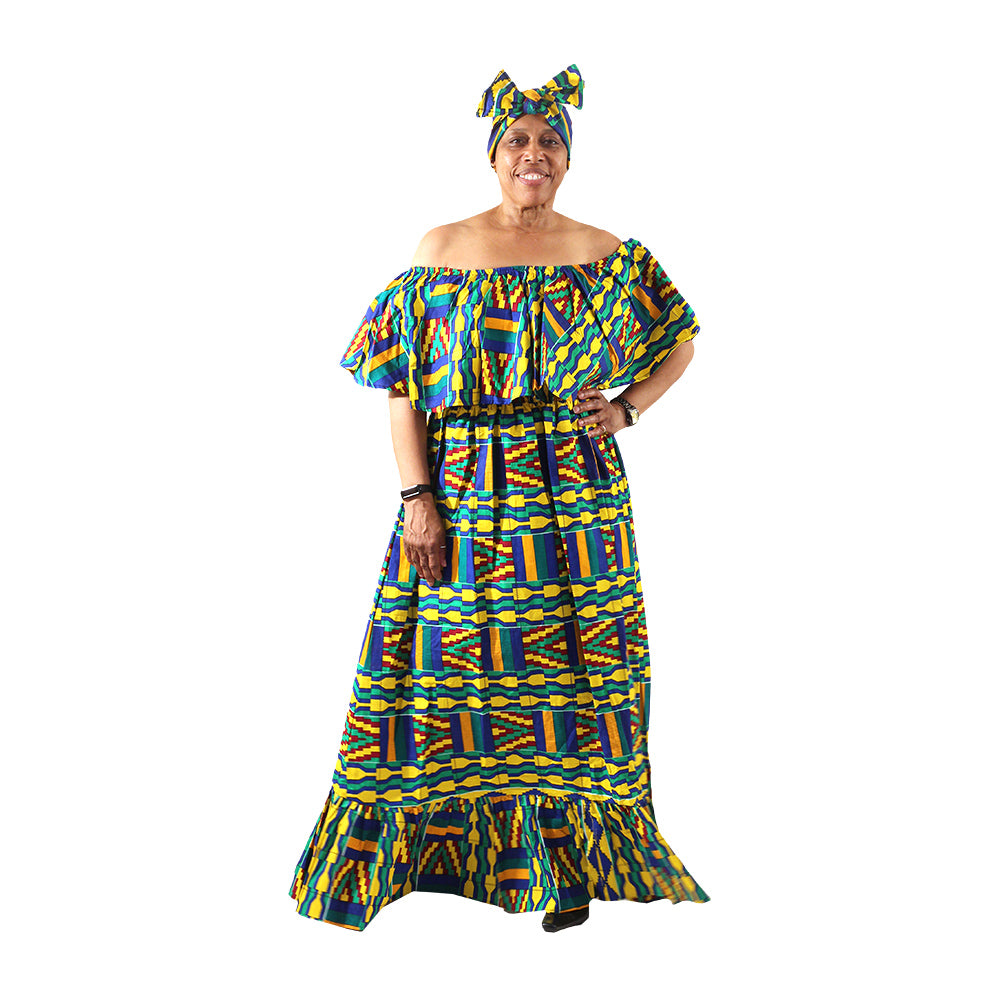 African Print Ruffled Smock - Style A