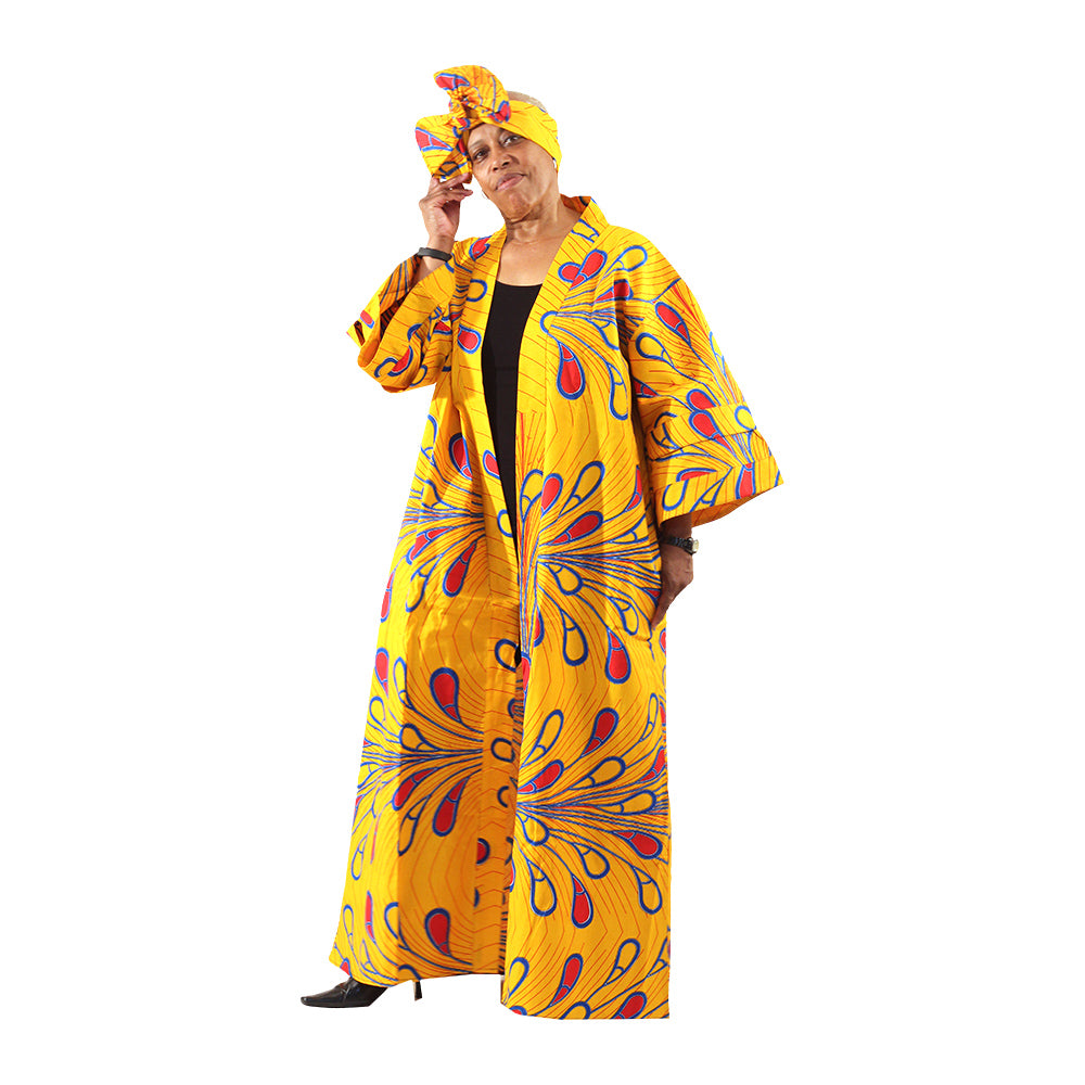 African Print Long Kimono - Style A