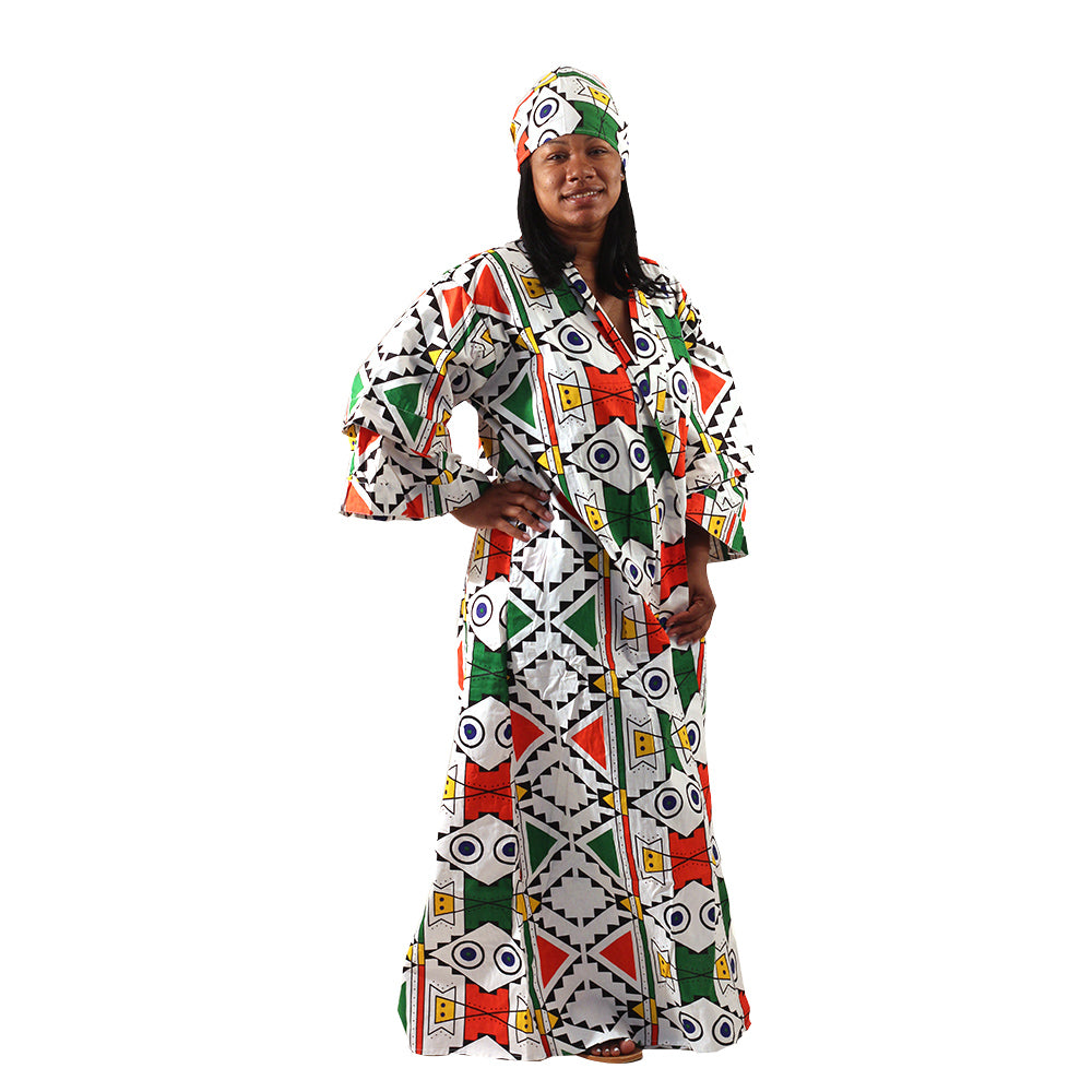 African Print Long Kimono - Style A