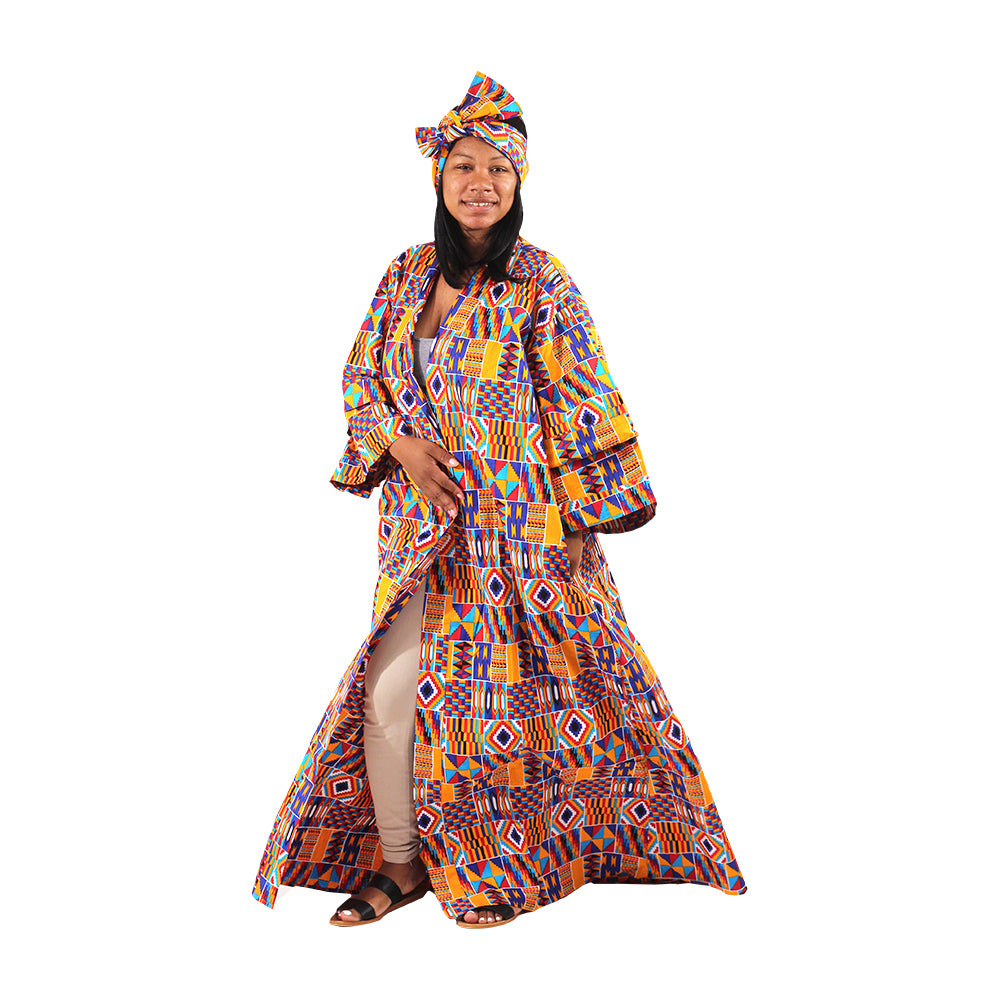 African Print Long Kimono - Style A