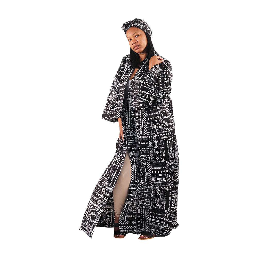 African Print Long Kimono - Style A