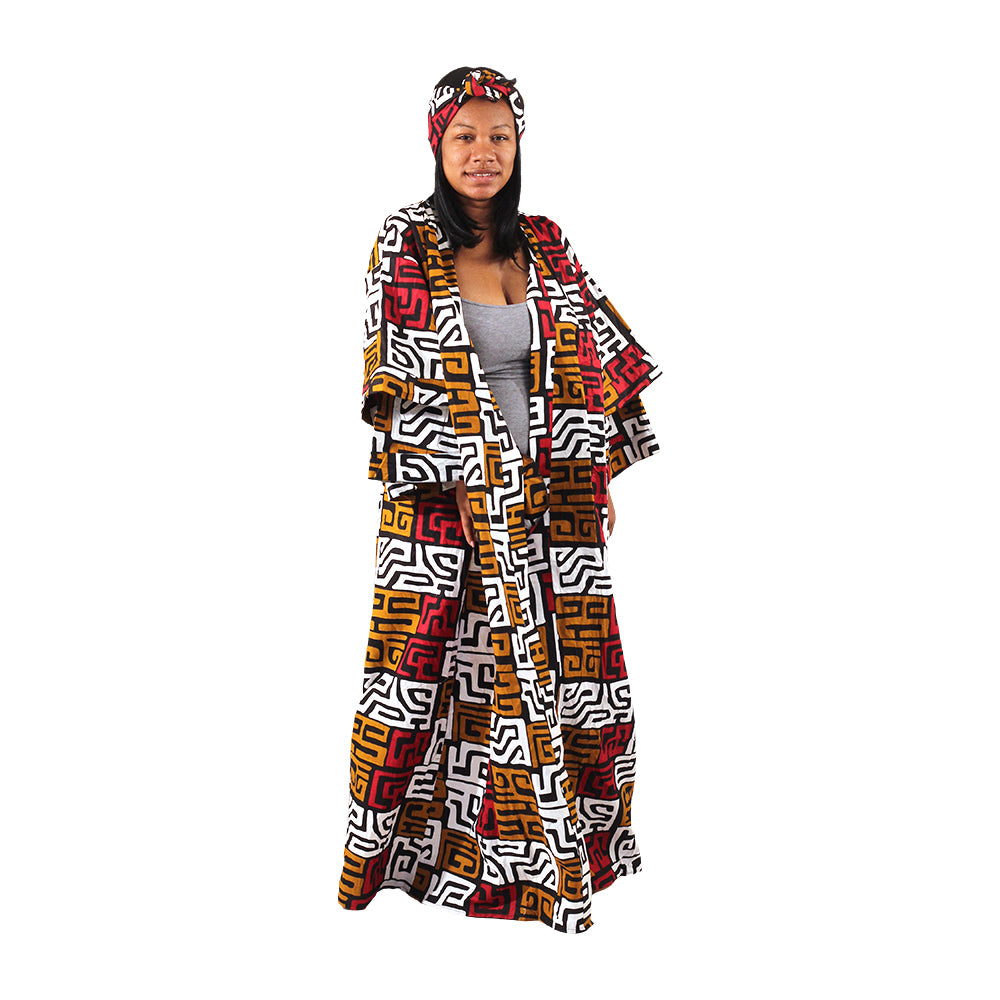 African Print Long Kimono - Style A