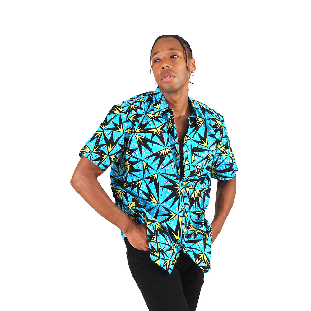 African Print Button Shirt - Style A - 2X