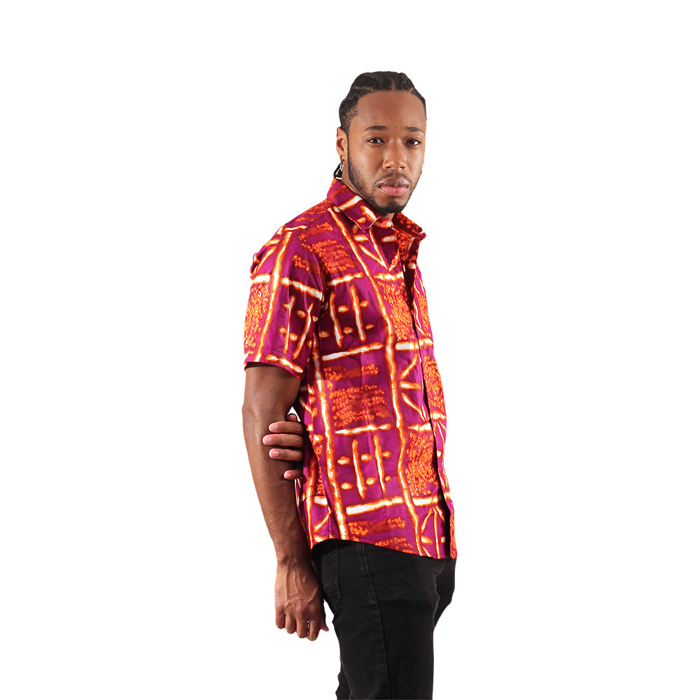 African Print Button Shirt - Style A - 2X