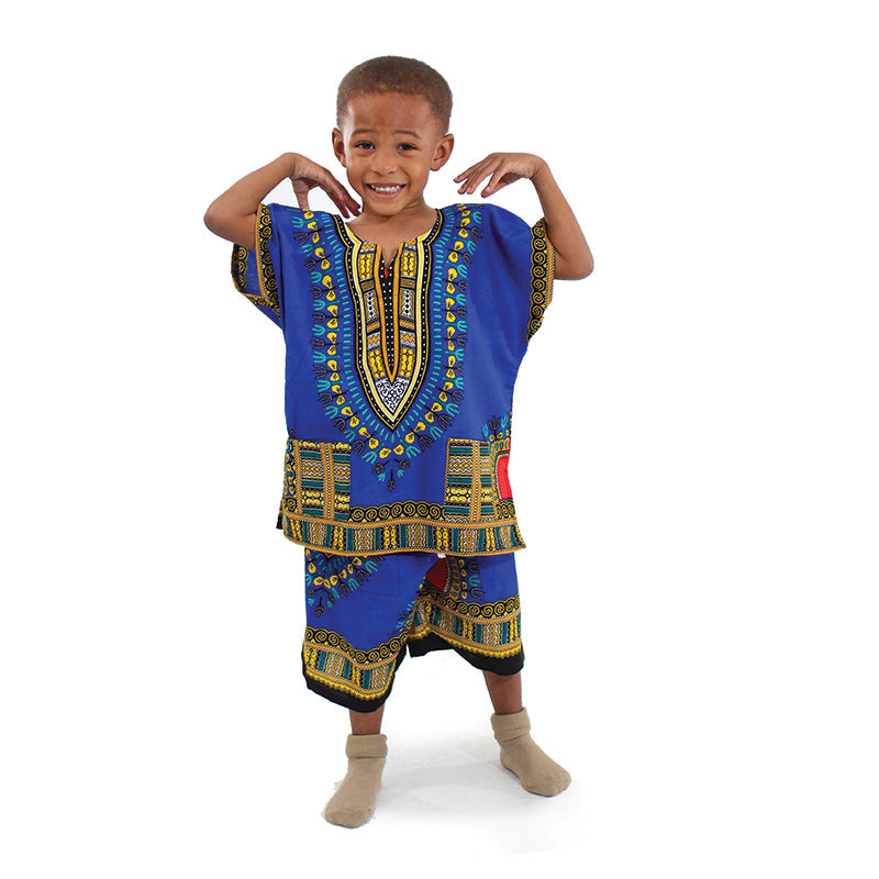 Children's Dashiki & Shorts - Black - Large