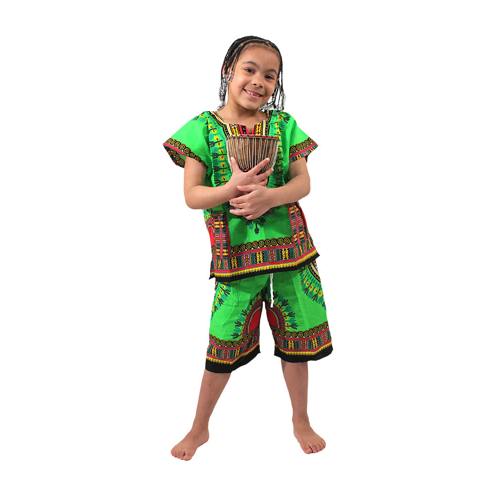 Children's Dashiki & Shorts - Black - Large