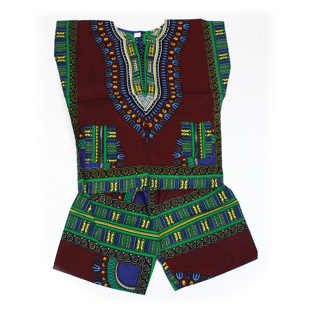 Children's Dashiki & Shorts - Black - Large