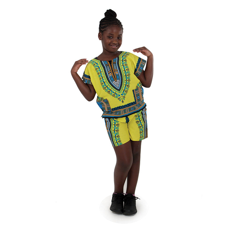 Children's Dashiki & Shorts - Black - Large