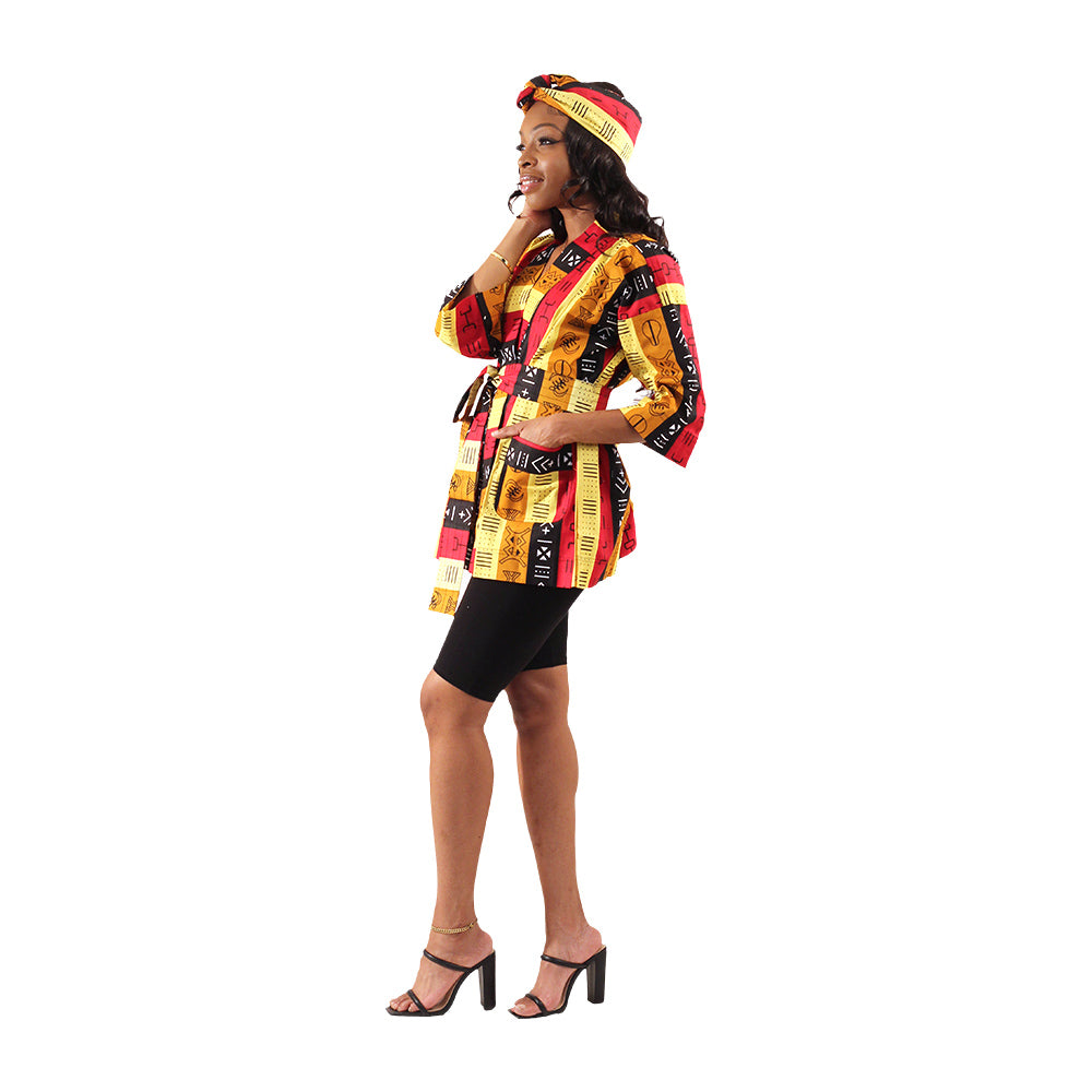 African Print Short Kimono - Style A