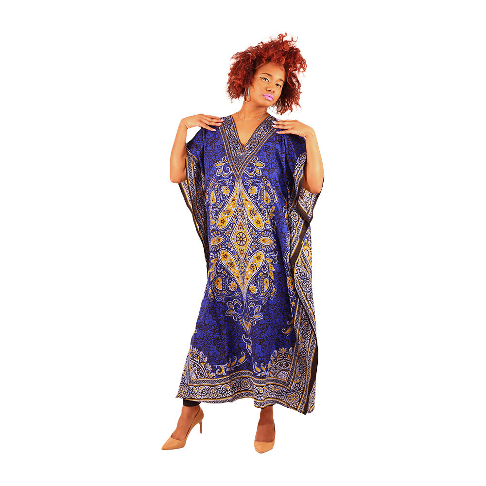 Floral Batik Kaftan D - Blue