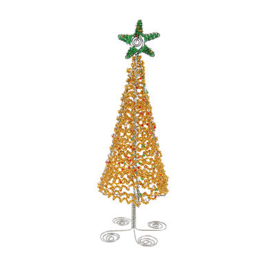 Beaded Wire Christmas Tree 8" Decoration (ASSORTED)