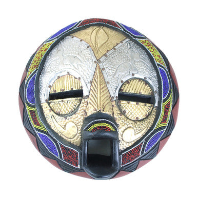 Ghanaian Round Beaded Mask - Style #1