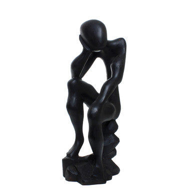 Thinker Statue On Stool - Black 10-12"