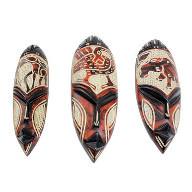 Small Ghana Fang Mask - Symbol Orange