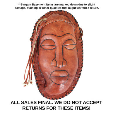 DAMAGED Brown Leather Purse - Mask Design