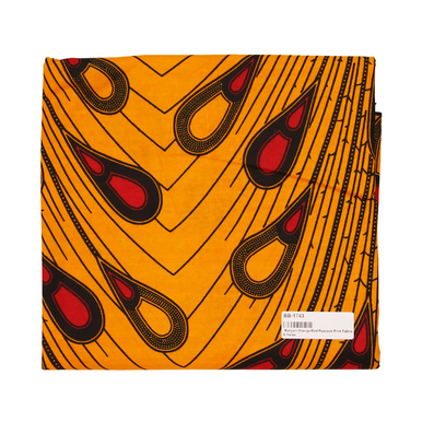 Bargain Orange/Red Peacock Print Fabric - 6 Yards