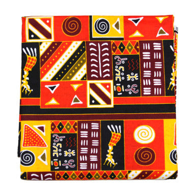 Bargain Orange Tribal Mud Print Fabric - 6 Yards