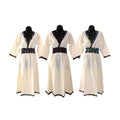 Bargain Set of 3 Ivory & African Print Trimmed Dresses - ASSORTED