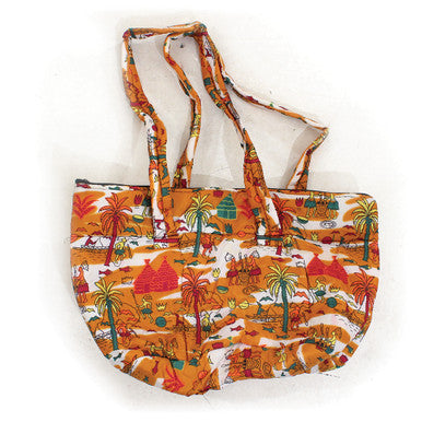 African Print Hand Bag - Africa Mustard