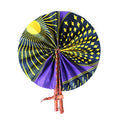 Black/Purple African Print Folding Fan