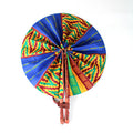 Blue/Orange Kente Folding Fan - B