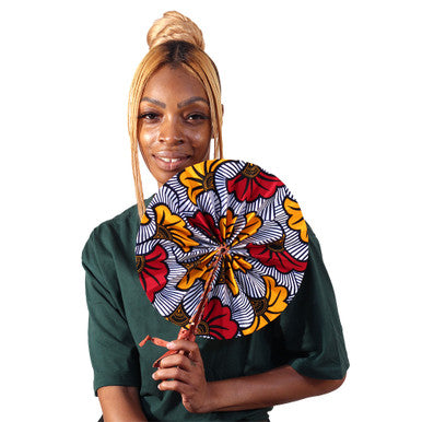 African Flower Print Folding Fan