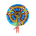 Blue Kente Folding Fan
