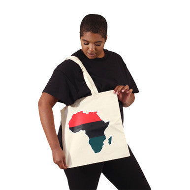 African-themed Printed White Canvas Tote - Style D