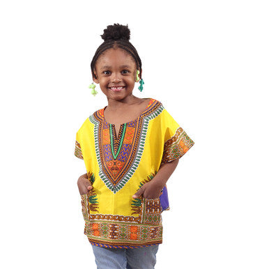 Children's Traditional Dashiki - Black/Blue - Large