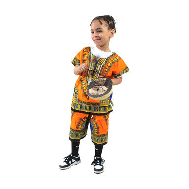 Children's Dashiki & Shorts - Black - Large