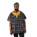 Black Mud Print Embroidered Dashiki