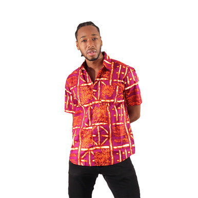 African Print Button Shirt - Style A - 2X