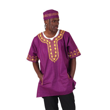 Amare Gold Embroidered Dashiki Top - Black - Free