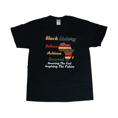 Black History Believe Achieve T-Shirt - Black - 2X