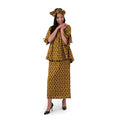 African Print Flared Skirt Set: Mustard