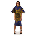 Blue Sun Ruffle Sleeve Mod Dress