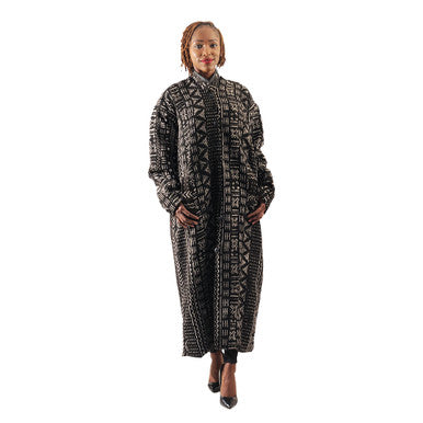 Full-Length Mud Cloth Coat: Alt Collar - 4 Color
