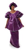 Violet Purple Brocade Pleated Skirt Set