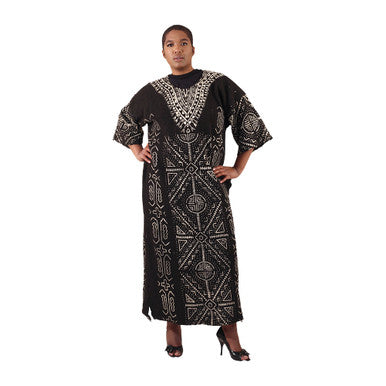 Authentic Mud Cloth Dress - Round Collar - 4 Color
