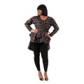 Black Mud Print Hi-Lo Peplum Top