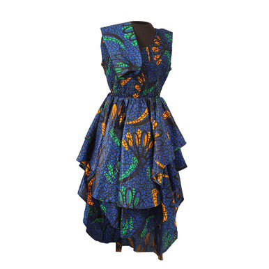 Blue African Print Hi-Lo Dress