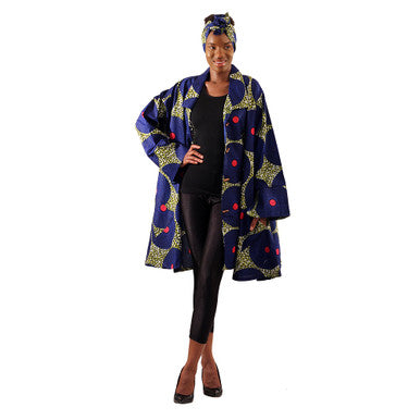 Blue & Green Circle Print Smock