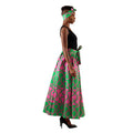 Green & Pink African Print Maxi Skirt