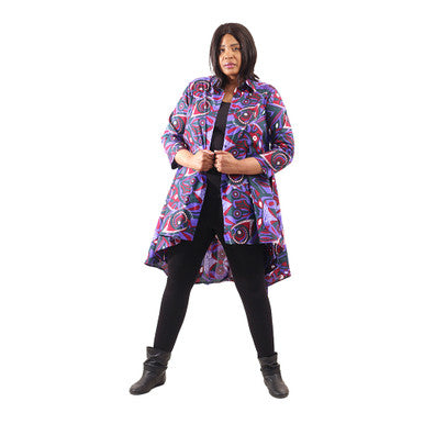 African Print Hi-Lo Shirt: Purple