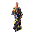 Abstract Print Smocked Dress