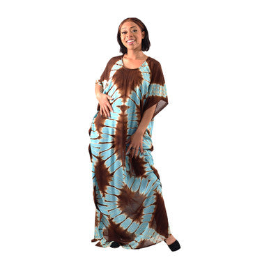 Aqua Batik Tie-Dye Kaftan